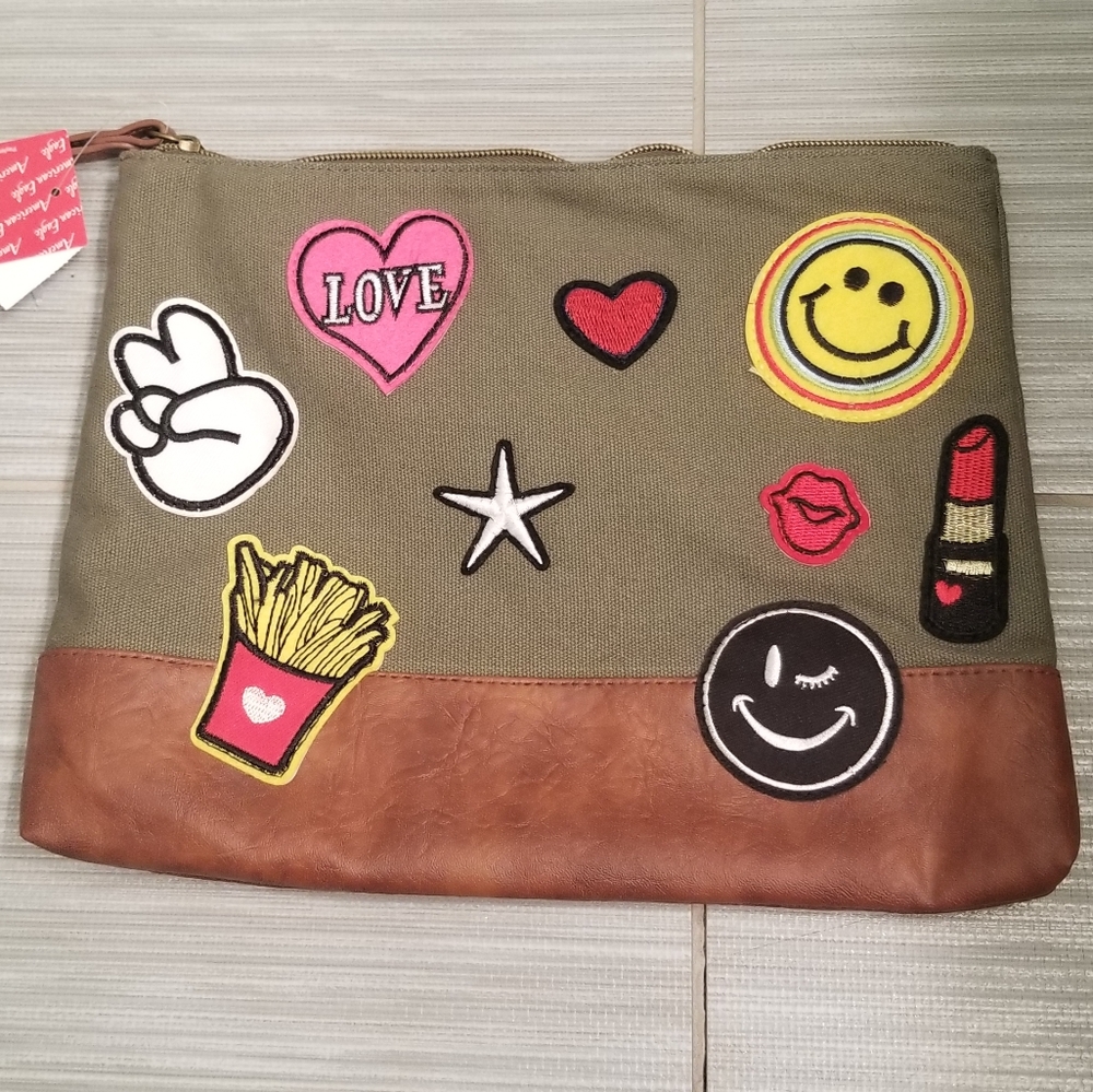 Army green clutch w strap
